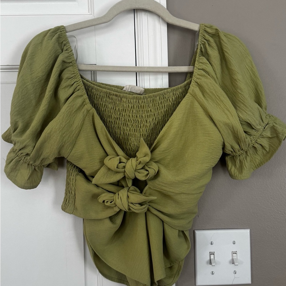 ILLA ILLA Olive Green Puff Sleeve Jumpsuit